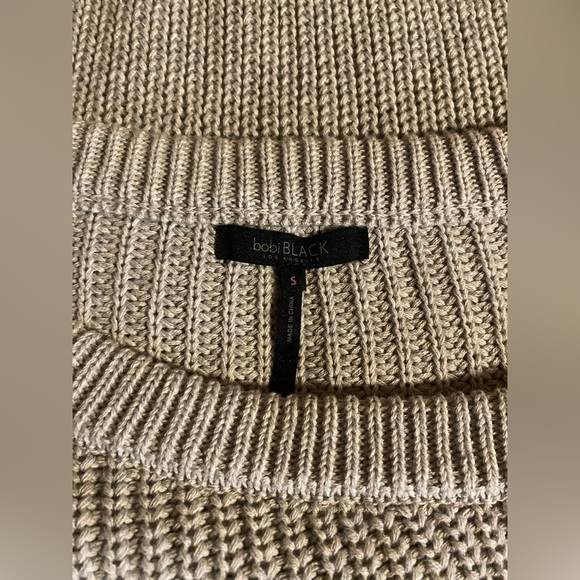 NWOT BOBI BLACK 100% COTTON ASYMMETRIC NECK SWEATER SIZE SMALL IN HEATHER GREY - Picture 6 of 9
